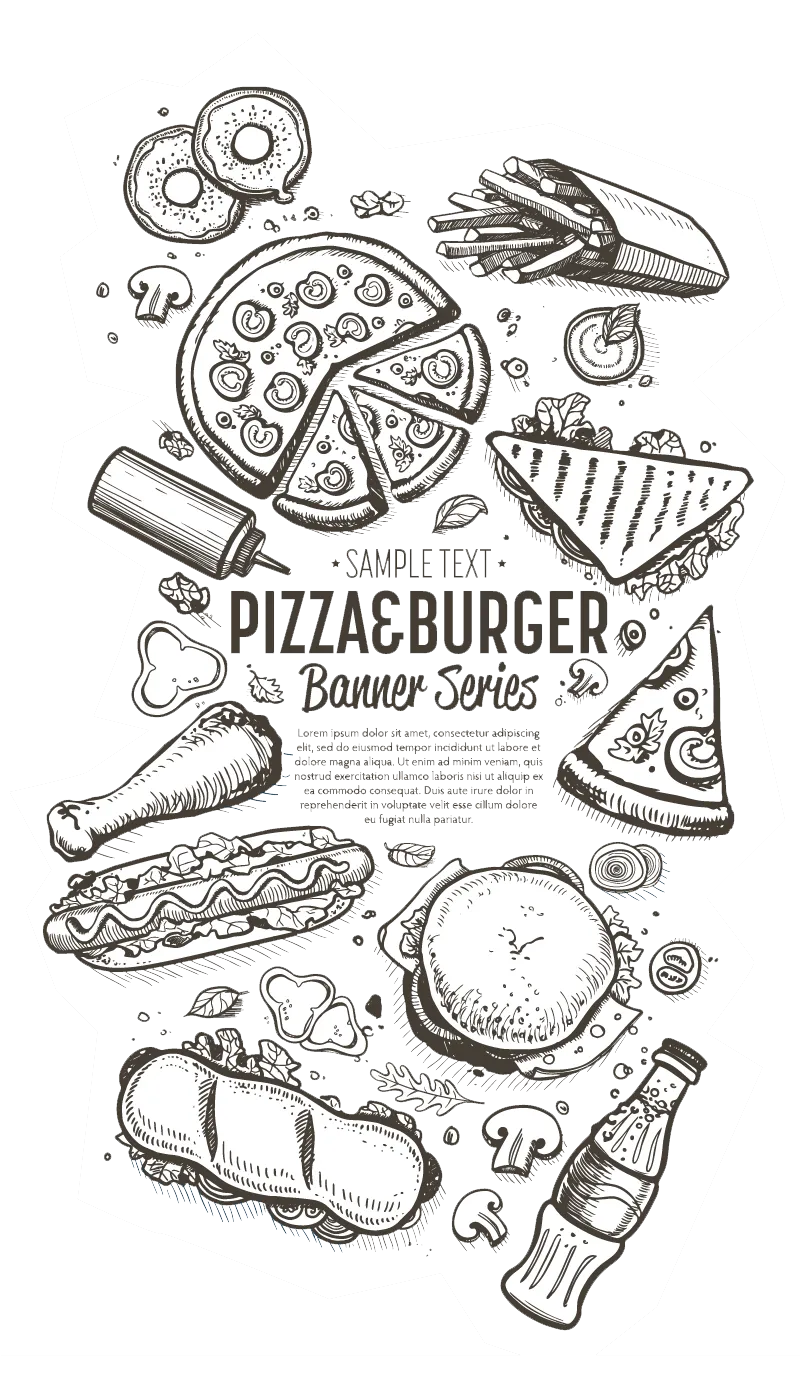 Pizza&Burger logo, Hamburger Fast food Fried chicken Pizza, Fast Food, painted, food, text png